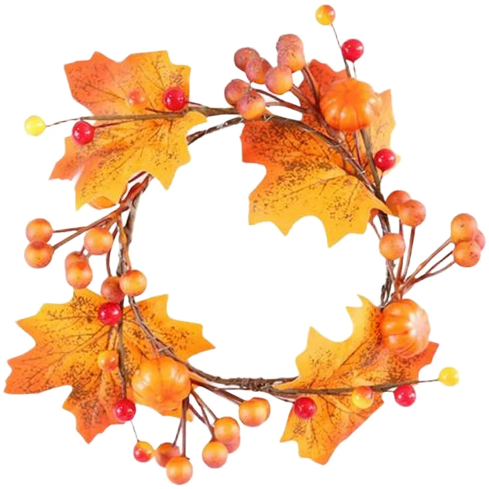Thanksgiving Wall Ornament Artificial Pumpkin Wreath Compact Hanging Size Vibrant Autumn Colors Weather Resistant Finish