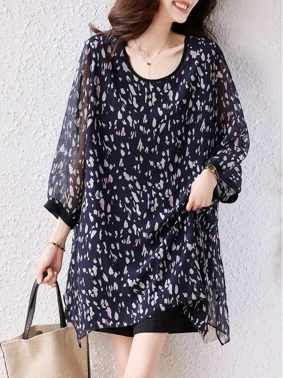 

Faionable Floral Print Chiffon Casual Loose Long Sve Women's irt Autumn New Sle European Faion Ladies' Blouse