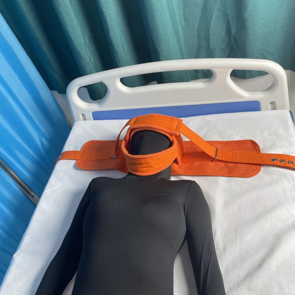 

Asylum Bondage Magnetic Lockable Head Fixing Straps Restraint Belts for Hospital Clinic Operation Room Patient Secure