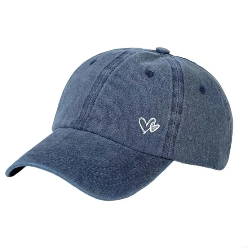 Sun Hat Ponytail Cap with Adjustable Back Strap, Double Heart Accent for Daily Wear, Walks, and Casual Travel Use Y166