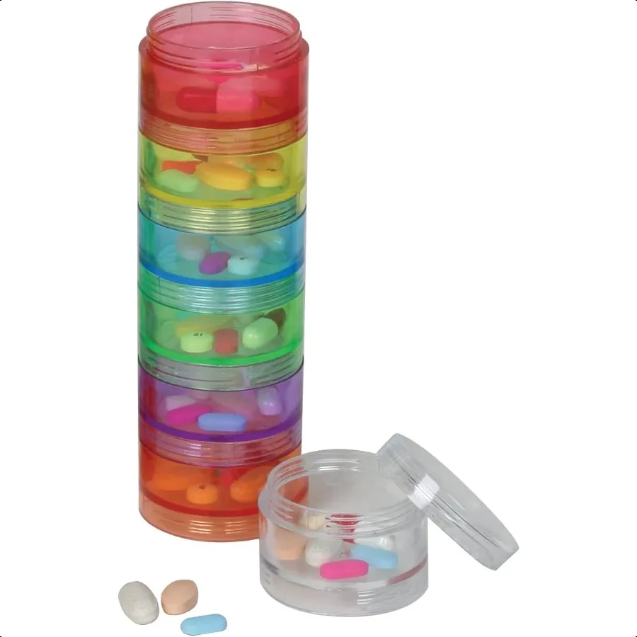 

Ezy Dose Weekly Stackable Pill Organizer and Planner │ 7 Compartments Stack and Screw Together