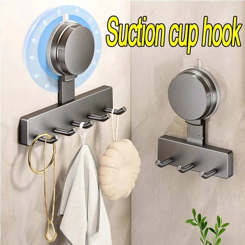 Bathroom Suction Cup Hooks Door Towel Rack Hook Keychain Hooks Without Punching Wall Hanging Row Hook Strong Load-bearing