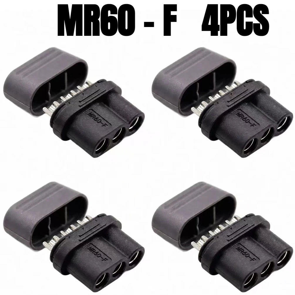4PCS Genuine MR60-M/F 3-Core Black Nickel Sheathed Plug 3.5mm Gold Plated Contact Power Connector Motor Charging Accessories
