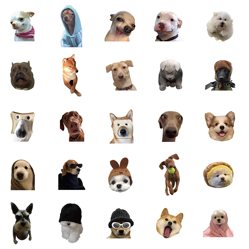 50PCS MEME Dog Puppy Funny Cute Stickers Vintage For DIY Kids Notebook Luggage Motorcycle Laptop Refrigerator Decal Toy Decor