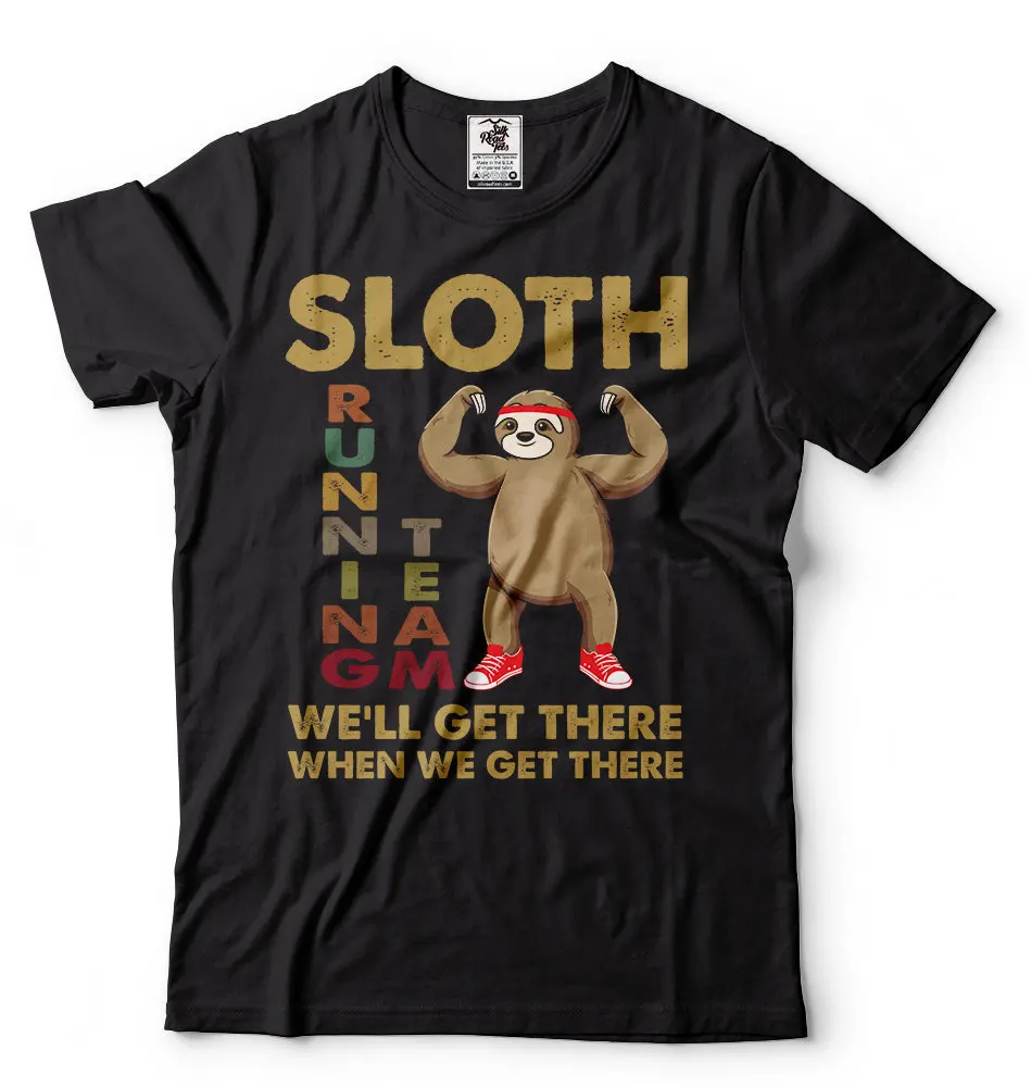 Sloth Running Team T Shirt Funny Cool