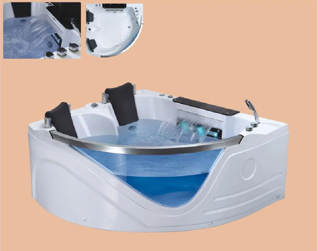 

Wall Corner whirlpool Bathtub Acrylic Hydrogenmassage Surfing Underwater Colourful LED Light Double People SPA NS3003A