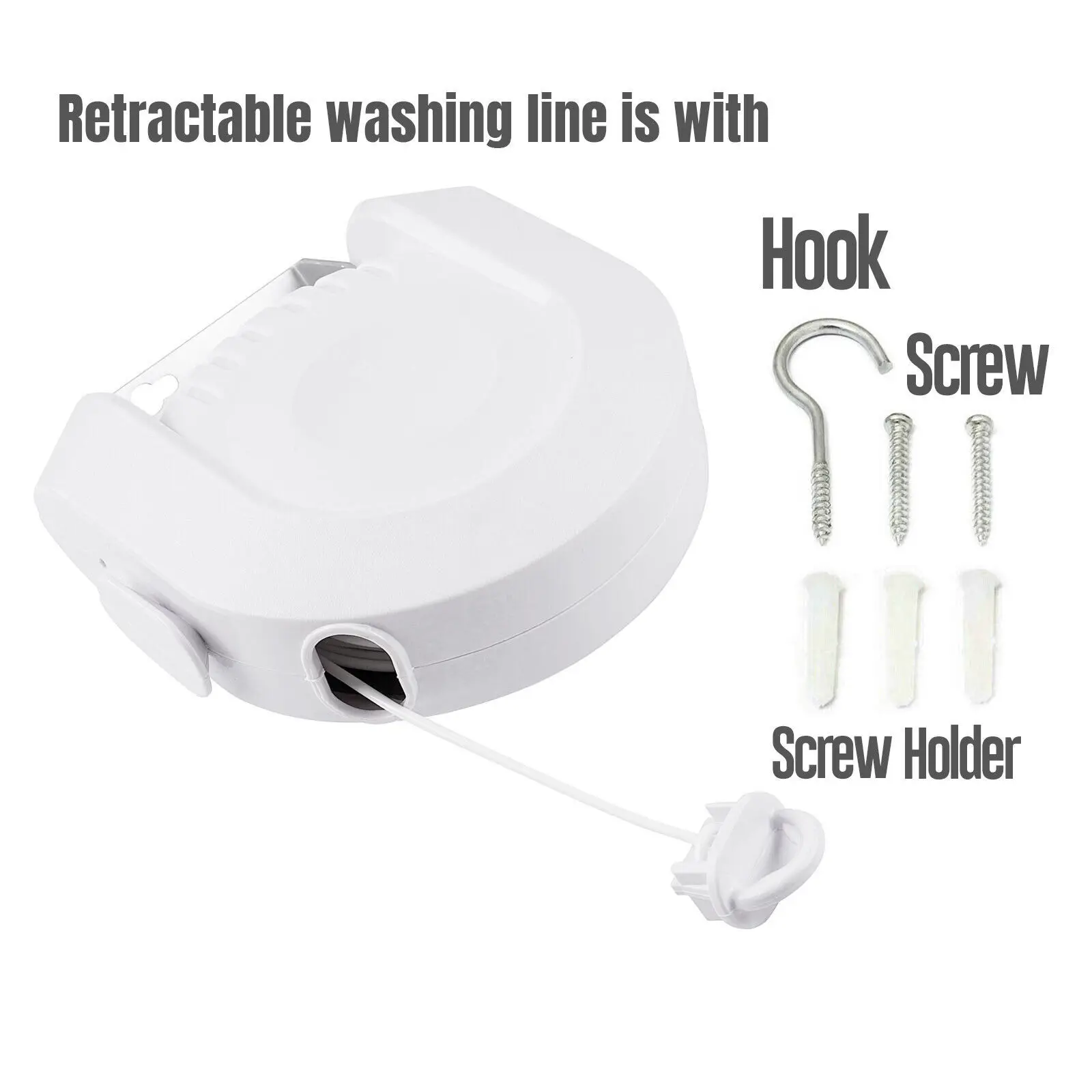 Wall Mounted White Invisible Retractable Clothesline 12m/15m Adjustable Laundry Line Portable Indoor and Outdoor Washing Line