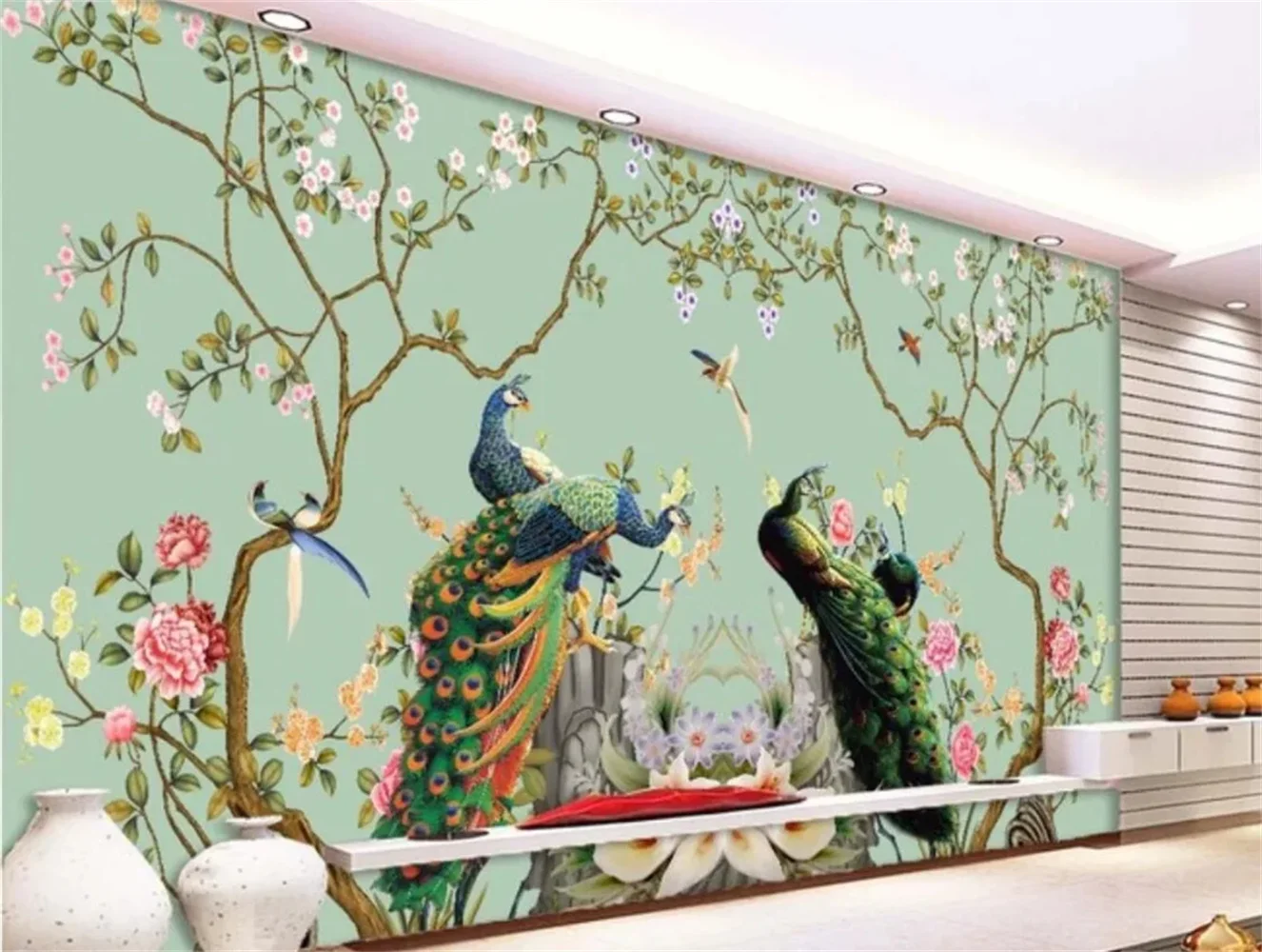 Branches birds flowers natural scenery wallpaper cabinets wardrobes bedrooms living rooms home decor murals customized murals