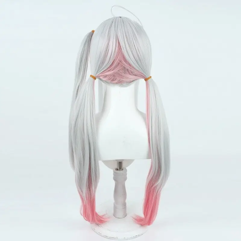 ゲームジャッカルコスプレウィッグシルバーホワイトコスプレウィッグピンクハイライト付きコミコンパーティー大人女性男性