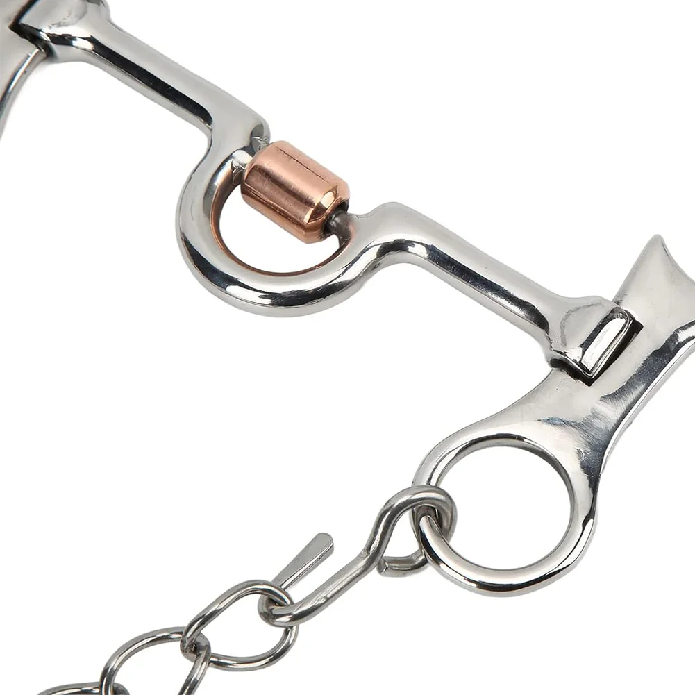 Horse Snaffle Curb Bit Stainless Steel Training Horse Bit Port Mouth With Copper Roller Engraved German Silver Trims BT1151