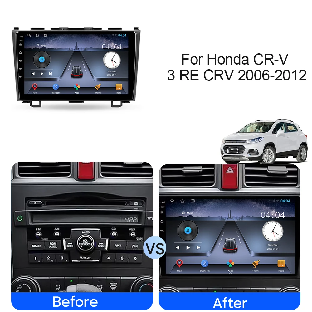 Rádio de carro Android para Honda CR-V 3 RE CRV 2006-2012, reprodutor de vídeo multimídia, não 2 Din, navegação GPS, Carplay, DVD, unidade principal estéreo