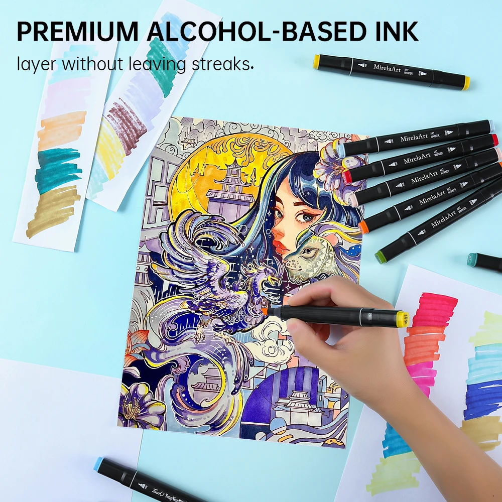 40/60/80/132/180/274 Colors Alcohol Drawing Markers Dual Tip Permanent Art Sketch Markers for Illustration School Supplied view 4