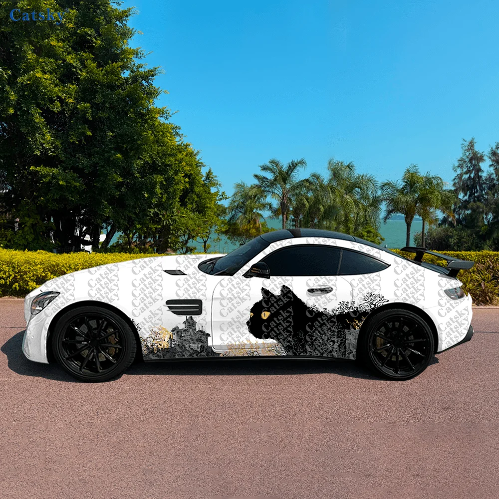 

Black Cat Silhouette Car Side Sticker Decoration, PVC Waterproof Scratch Resistant Decal, Car Protection, Auto Accessories Gift