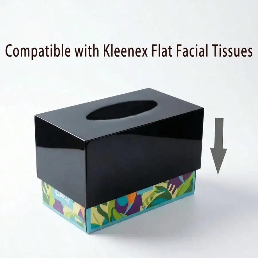 

Black Acrylic Tissue Box, Compatible With Flat Tissues, Bathrooms, Bedrooms, Offices Desks