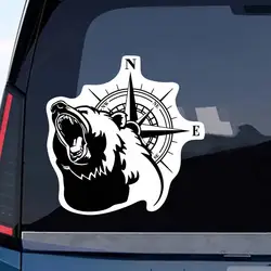 Car Sticker Bear and compass Waterproof Vinyl Decal on Bumper Rear Window Laptop Self-adhesive Decal For Car Accessories SH70