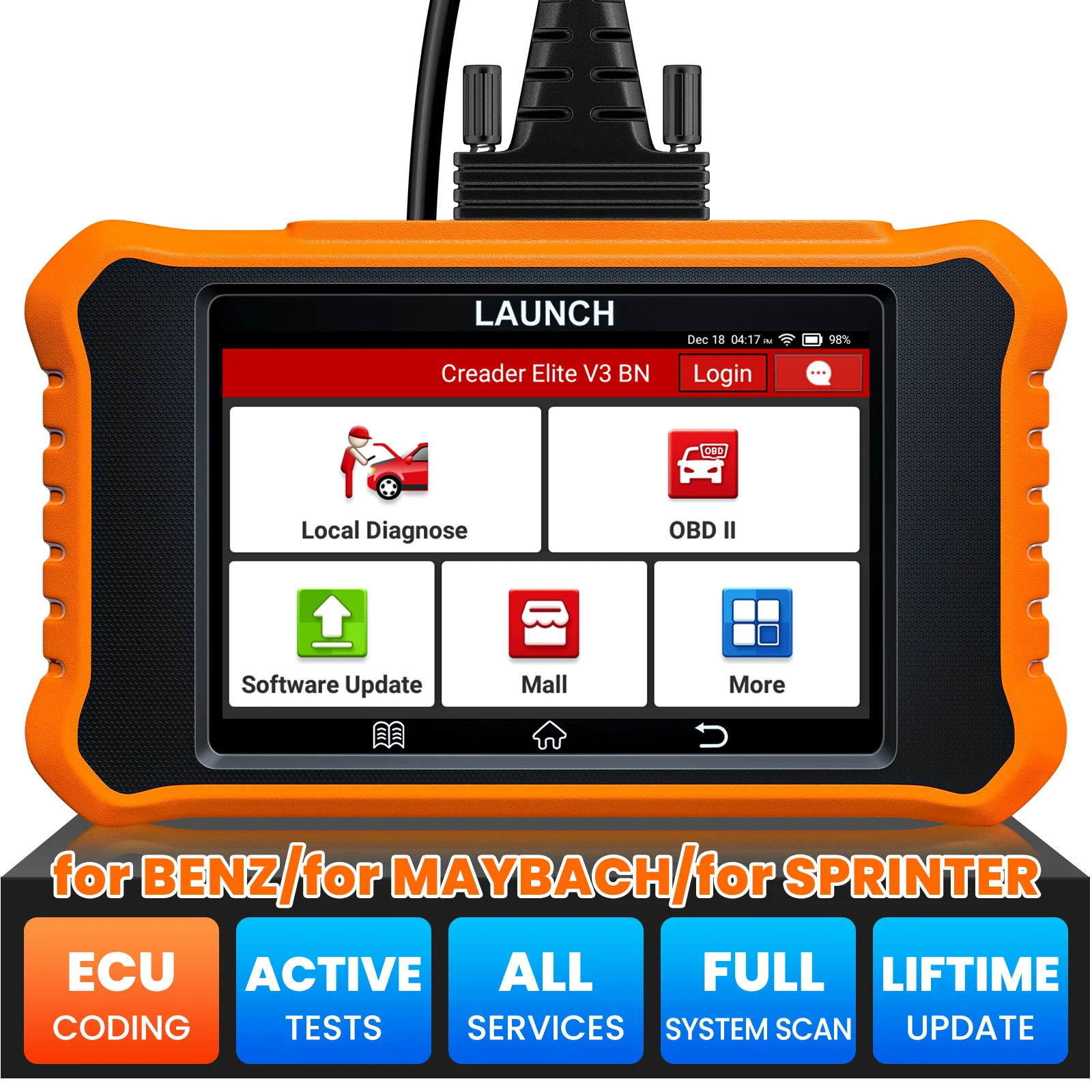 LAUNCH Creader Elite V3.0 Fit for Kia and Hyundai Bi-Directional Scan Tool, All Reset Functions, Full System Diagnostic Scanner, Full OBD2 Code Reader, ECU Code, AUTO VIN, Lifetime Free Update