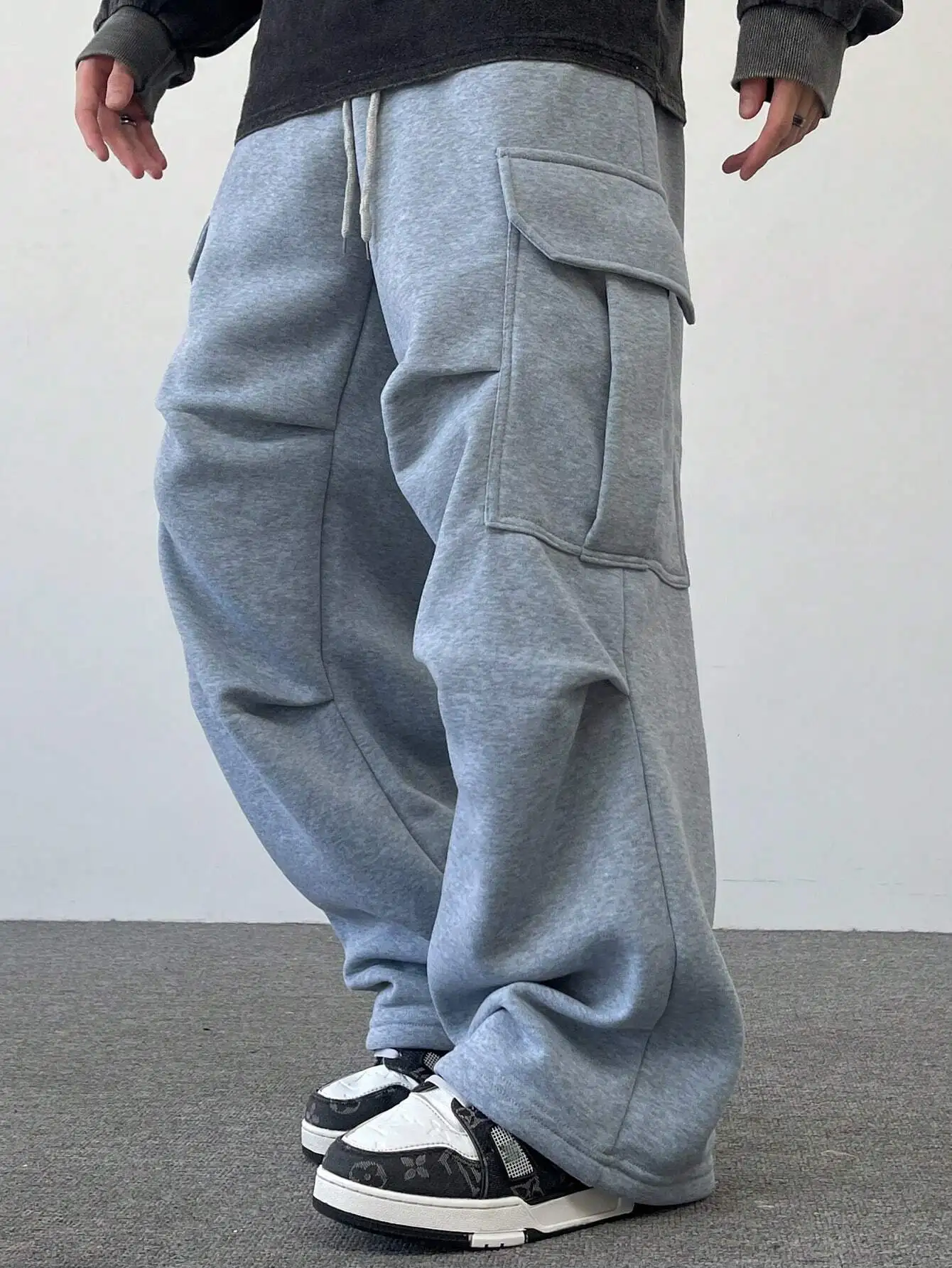 

Мужские свободные спортивные брюки с карманами-карго и завязками на талии, уличный стиль, повседневные штаны