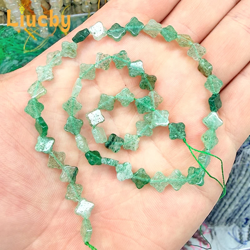 Grüne Erdbeer-Herzperlen, Naturperlen für Schmuckherstellung, DIY-Halbkette, Zubehör für Armband und Halskette, 15 Fuß, Großhandel, 4*6MM – Detail 7