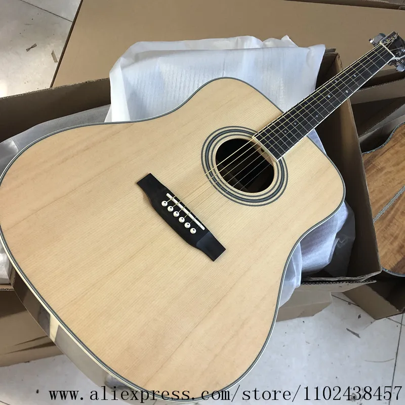 Custom Acoustic Guitar with Solid Spruce Top, Rosewood Fingerboard, Side and Back, High Quality, D35, 41