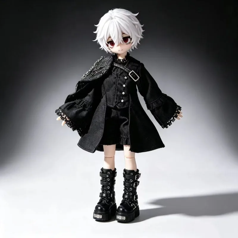 OB11 Doll Clothes Dark Gothic Style Outfit 1/12 Doll Top Dress Shorts 4pcs Set Cute BJD Dolls Replacement Costume Accessories