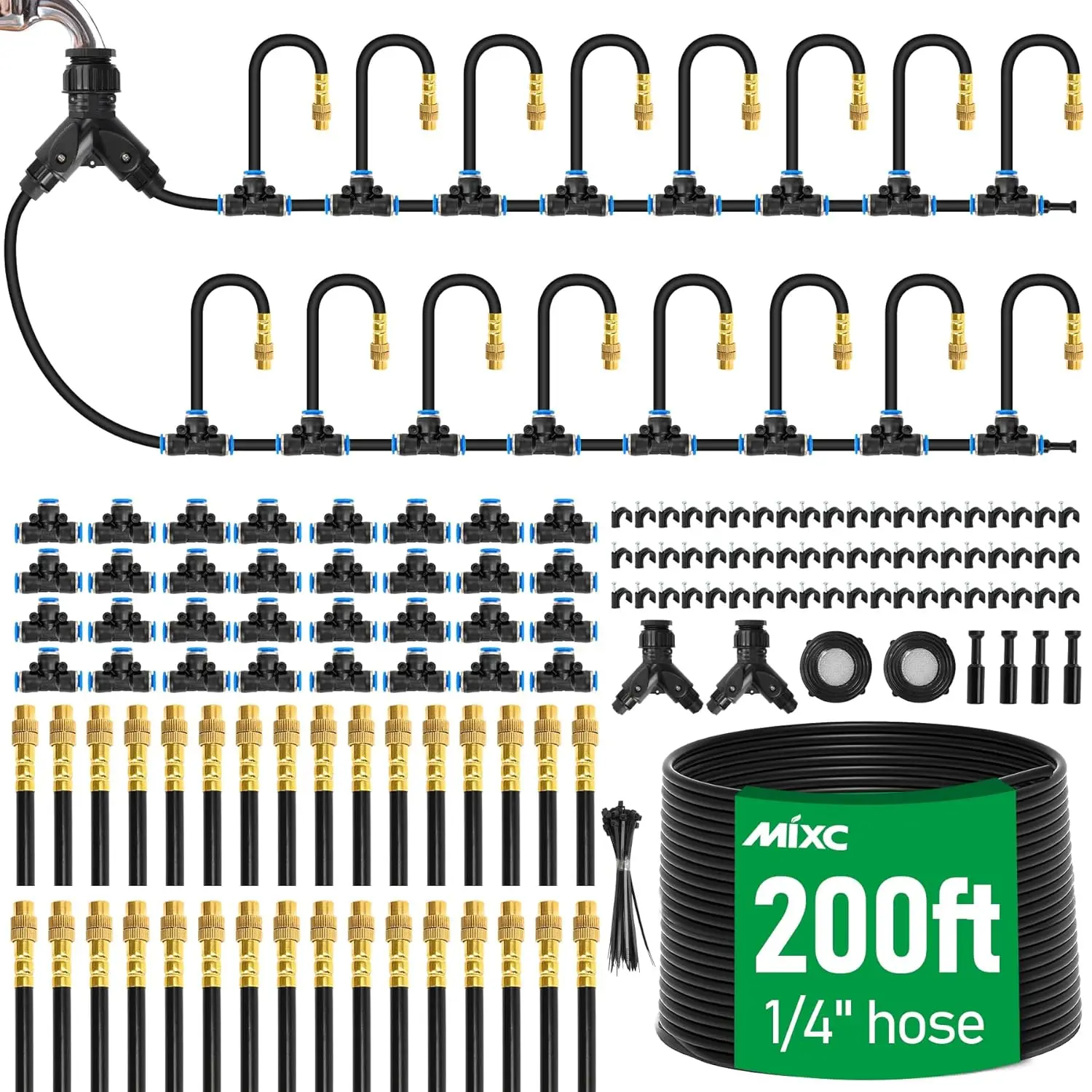 

Drip Irrigation Kit 200ft 1/4" with 32 Adjustable Copper Nozzles, 2026 Upgrade for Garden Watering
