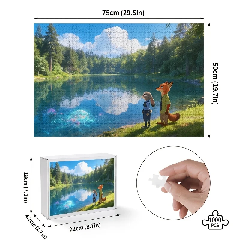 1000개 디즈니 주토피아 주디 & 닉 와일드 포스터 퍼즐 - 성인용 두뇌 자극 게임, 가족에게 적합한 도전적인 퍼즐