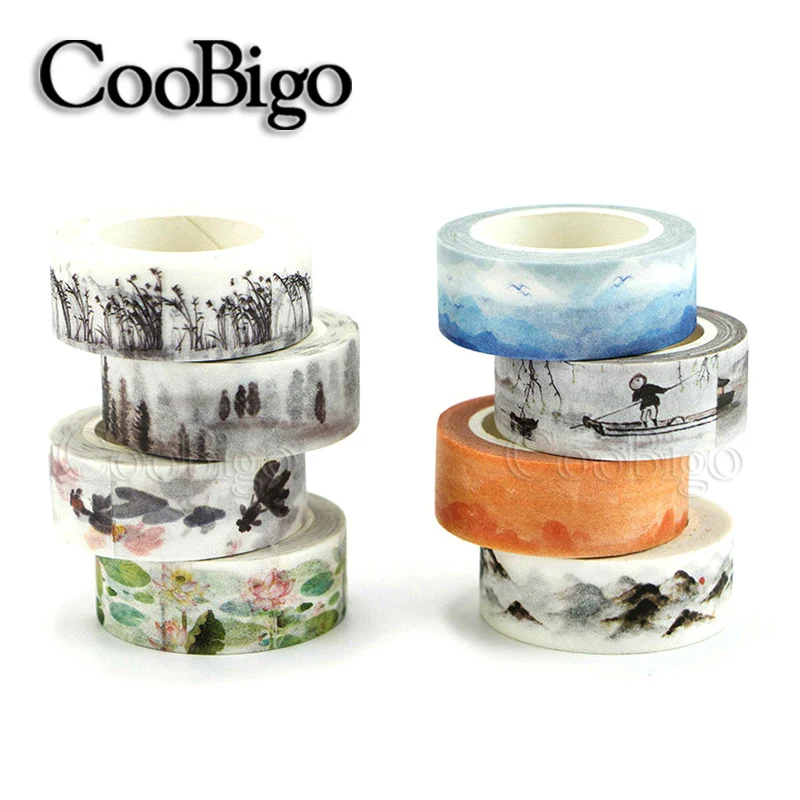 1.5cm Wide Classical Chinese Ink Painting Washi Tape Adhesive Tape DIY Scrapbooking Sticker Label Masking Tape