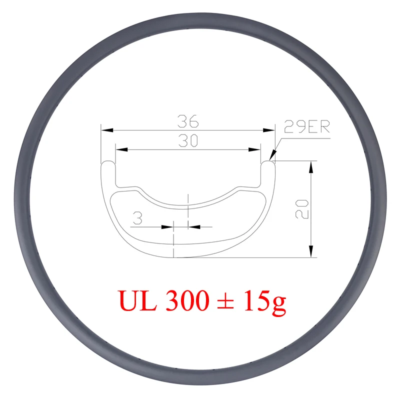 LIENGU UL 300g 36mm Asymmetry MTB XC Carbon Rim Bicycle 29er Tubeless 20mm Deep Bike 29 Rings 30mm Inner Width 