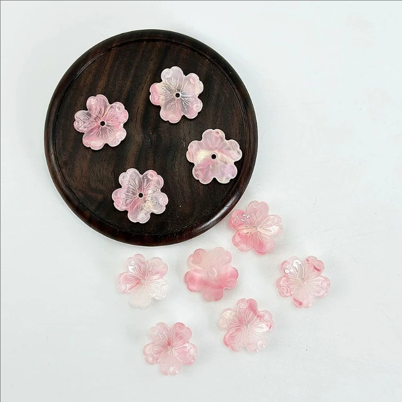 20 Pieces/Lot New Retro 18MM Flower Acetic Acid Resin Beads Charm Torus Connectors for Diy Hair Earrings Jewelry Accessories