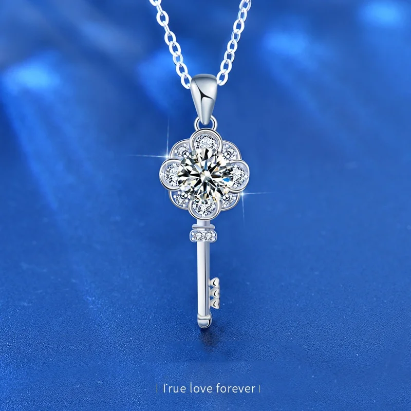 

KNRIQUEN Moissanite Pendant Necklace D Color 925 Sterling Silver 18K White Gold Plated Diamond Test Passed Whit GRA Certificate