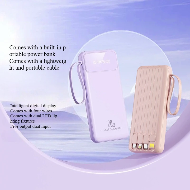 

20000mAh Ultra-thin Large Capacity Power Bank with Built-in Fast Charging and Portable Power Bank