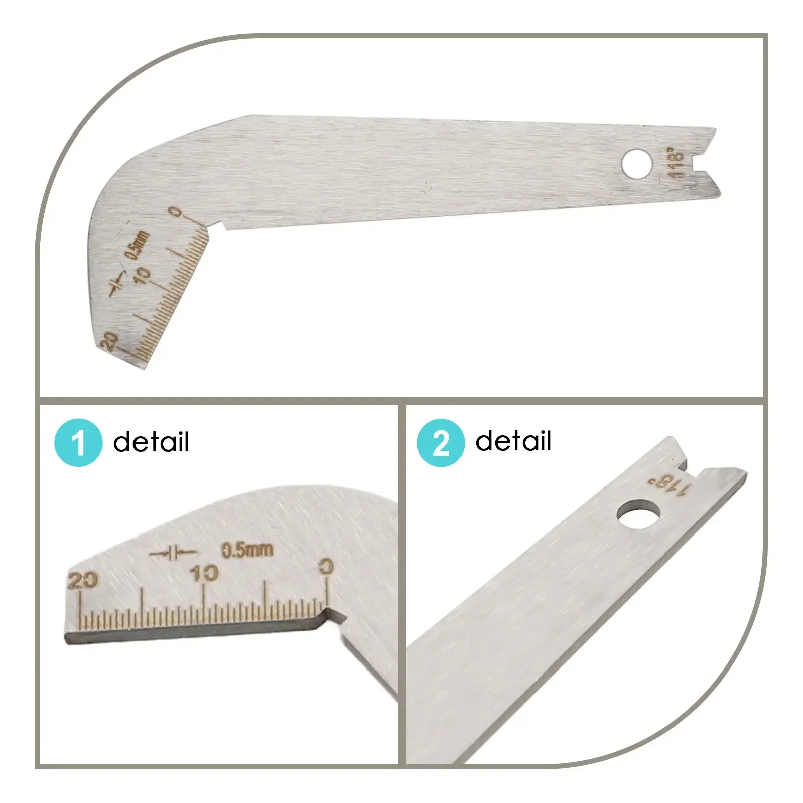 Jauge d'angle résistante à 118 pour forets, bandes de mesure pour centre de meulage, pièces d'outils d'affûtage, 1 pièce