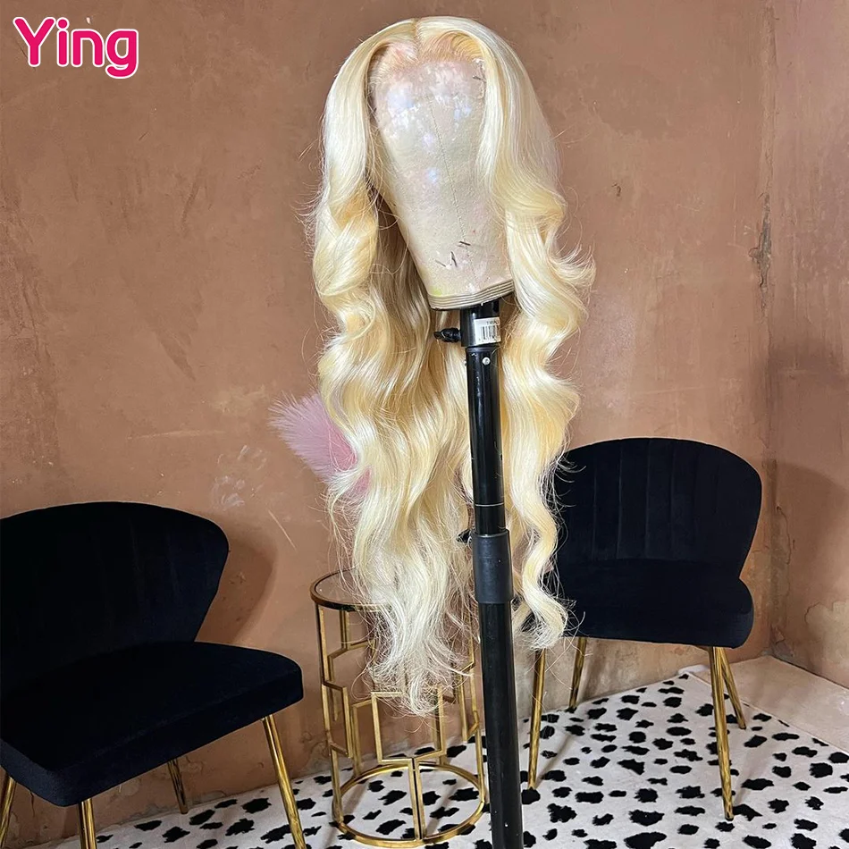 Ying Body Wave Half Colored Blonde With Black Pre Plucked Brazilian Remy 13x6 Lace Frontal Wig 13x4 Lace Front Human Hair Wigs