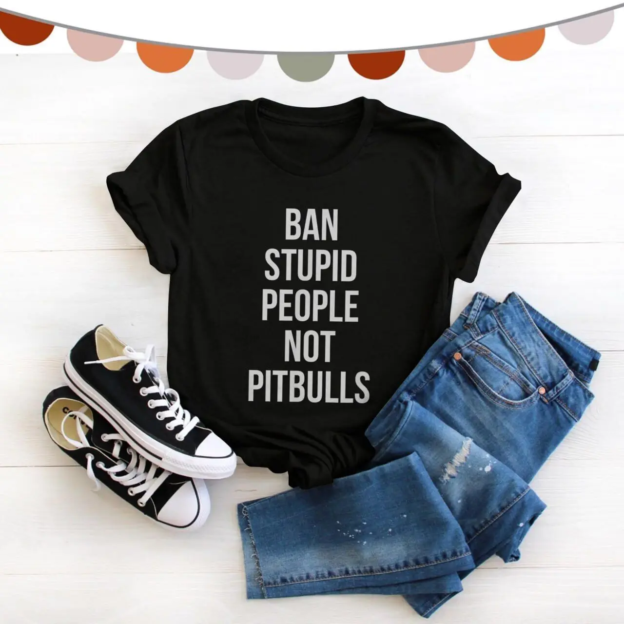 new,, Funny Ban Stupid People Not Pitbulls Pit Bull Dog Lover T-Shirt