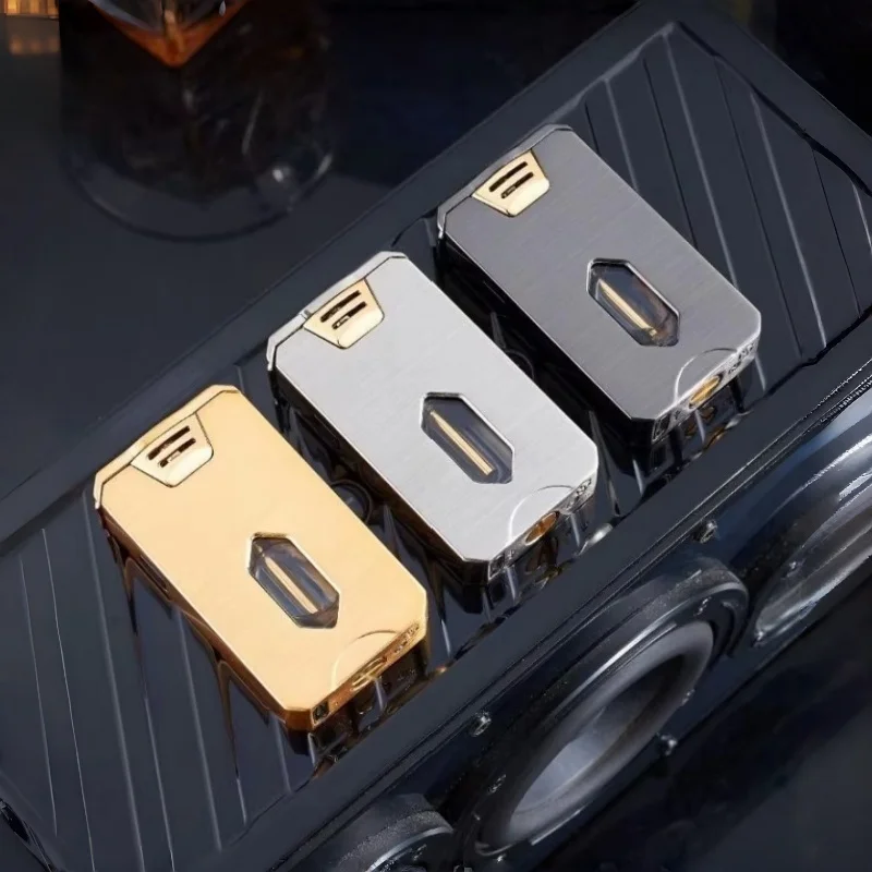 

NEW Intelligent Voice Controlled Ignition Windproof Fuel Oil Lighter Visual Oil Tank Safety Ignition Switch USB Electric Lighter