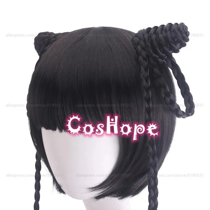 2025 Ranmao 90 cm de largo peluca negra pretrenada Anime Cosplay pelucas sintéticas resistentes al calor
