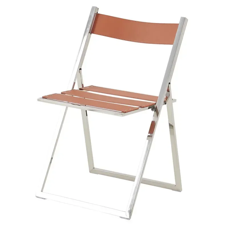 steel saddle leather dining chair home Internet celebrity back chair milk tea shop light luxury industrial style