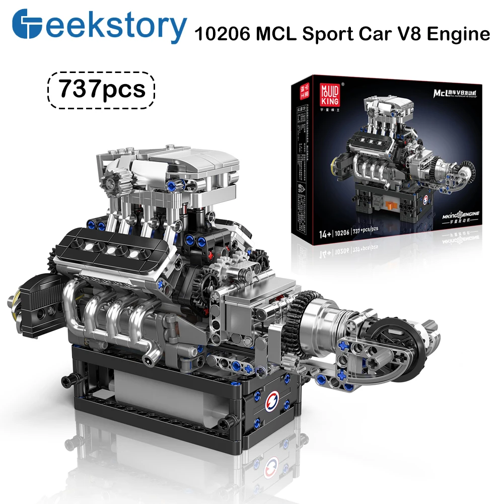

Mould King 10206 MCL Sport Car V8 Engine Building Blocks Bricks Technical Car Motorized Simulation Model Toys Gift (737pcs)