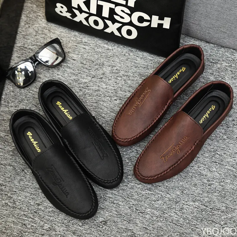 2022 Spring Summer NEW Men\'s Loafers Comfortable Flat Casual Shoes Men Breathable Moccasins Slip-On Soft Leather Driving Shoes