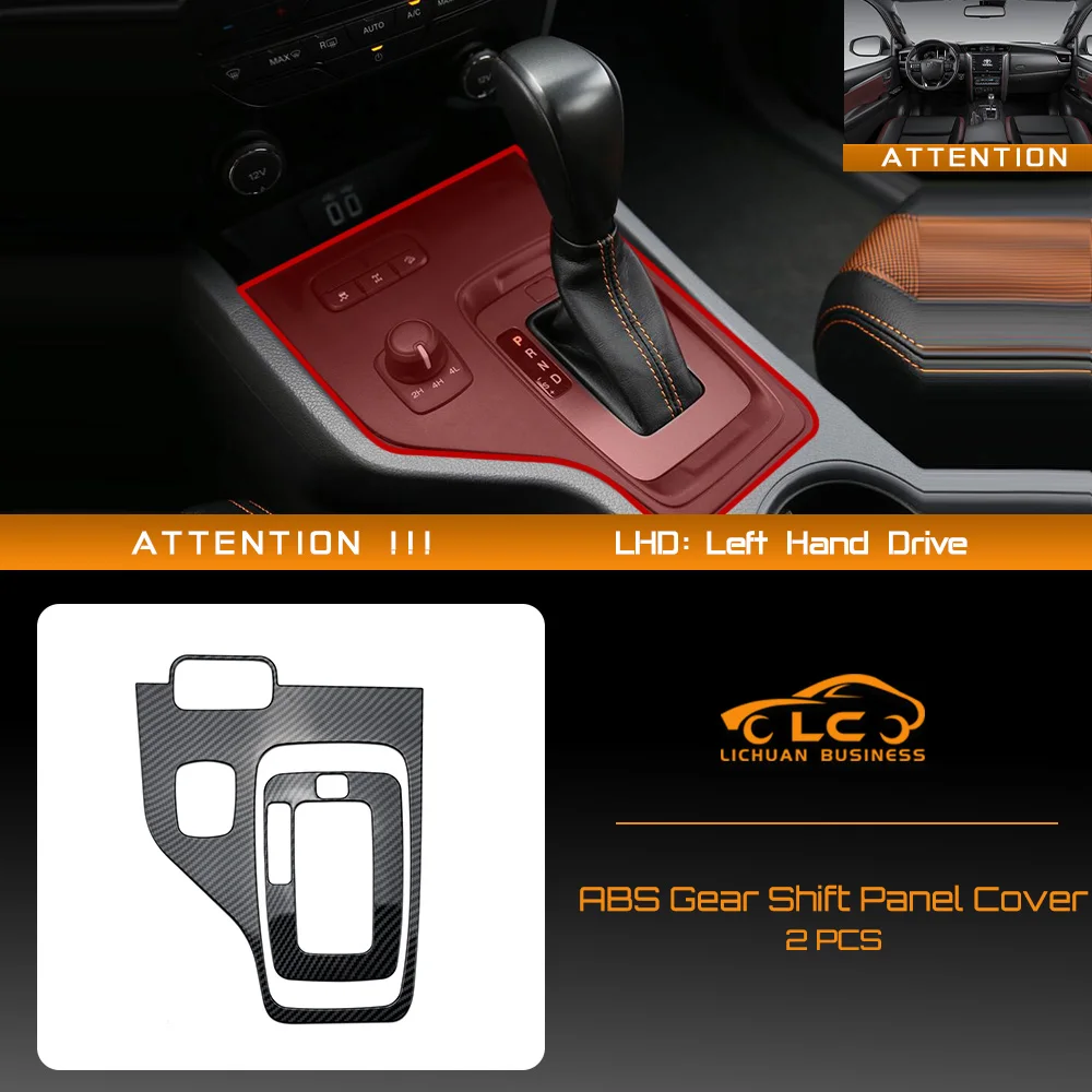 ABS High Configuration Left Hand Drive Gear Shift Panel Cover Carbon Fiber Color for Ford Ranger 2015-2021 Mazda BT-50 2011-2020