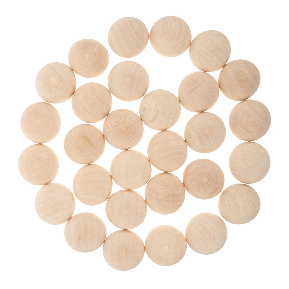 

100 Pcs Coaster Wooden Decorative Ball Home Half Craft Beads Material for Crafts