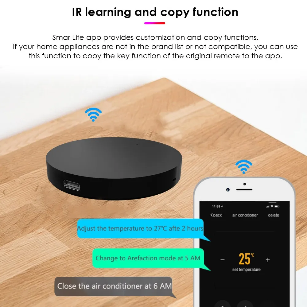 TUYA Smart WiFi IR Remote Control Universal Infrared DIY Smart Home Control For TV DVD AUD AC Works With Alexa Google Assistant