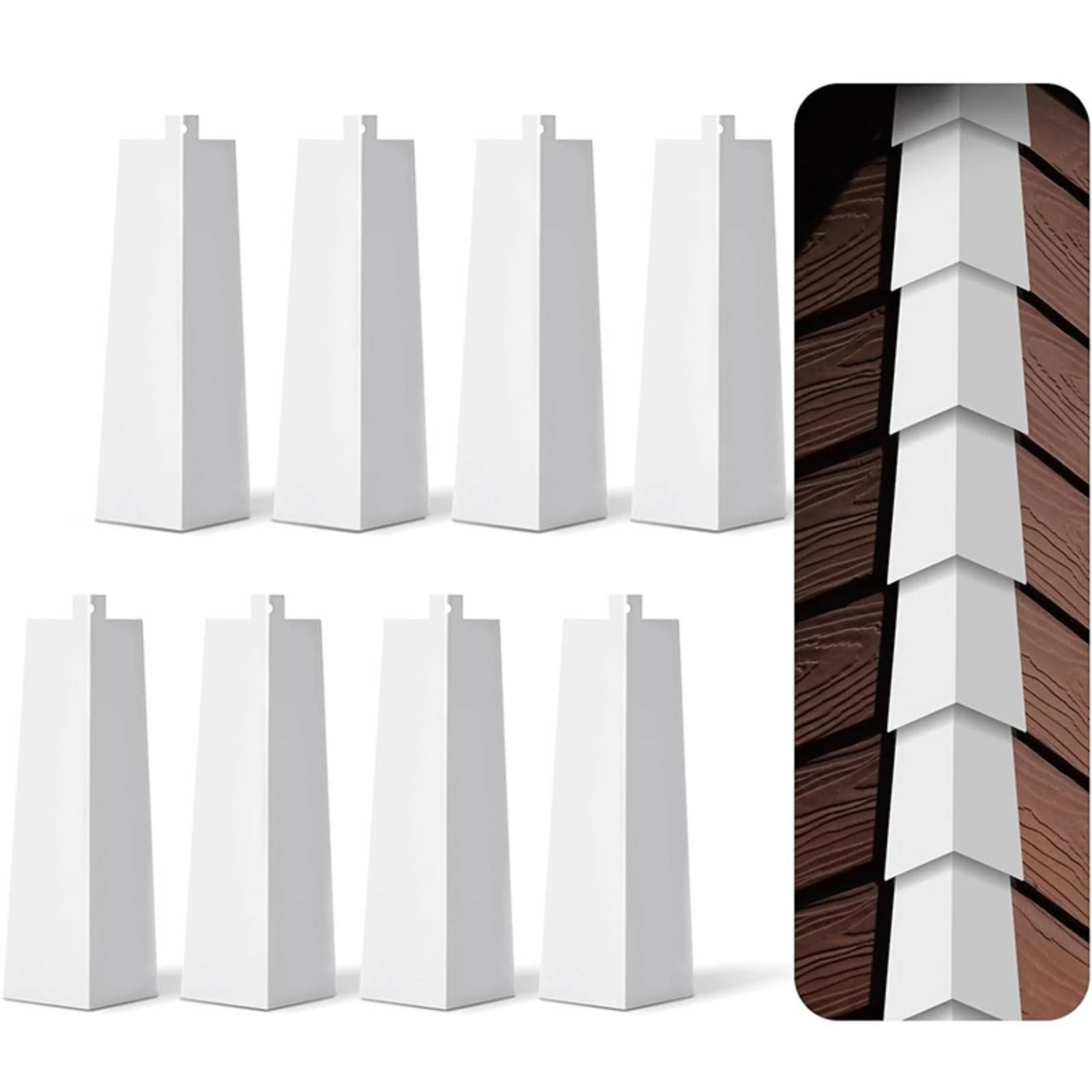 8 Pieces Siding Corner Cap with Nails Exterior Siding Corners with Nails Outside Corner Caps Weather-Resistant Pre-Drilled