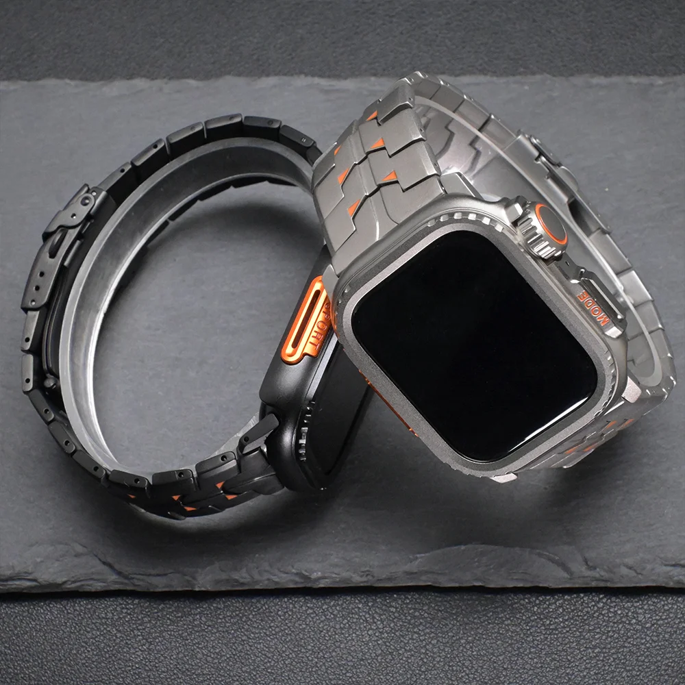 Cinturino in titanio da uomo per Apple Watch Ultra 2 49mm 10 46mm Bracciale business a sgancio rapido per iWatch Series9 8 7 6 5 Se 4 45mm 44mm