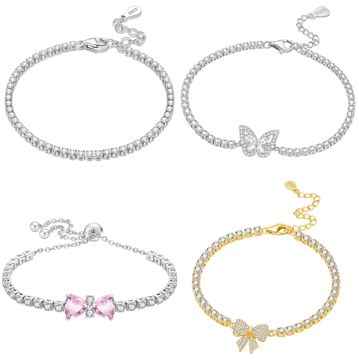 CYCUFF Original 925 Sterling Silber Zirkonia Tennis-Kettenarmband für Damen, Verstellbar, Bestseller, Ideales Geschenk für Geburtstagsfeiern ﻿ ﻿