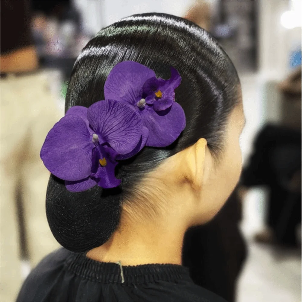 

Новая большая заколка для волос в виде цветка орхидеи, розовая, с цветочным узором, тканевая, для танцев, аксессуар для волос