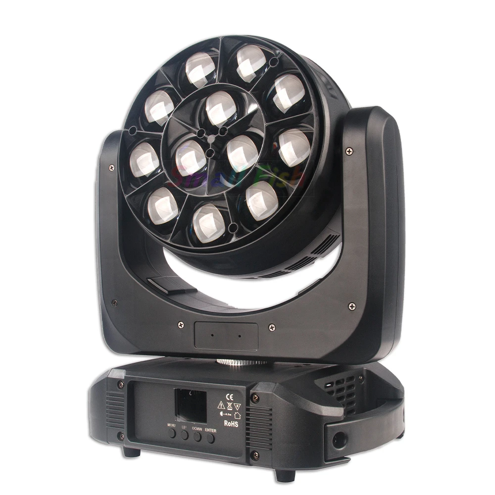 RGBW 4IN1 LED Zoom 12x40W Bee Eye Moving Head Light Dj Bar Stage Party Disco Beam Lighting Yuer Lights Dmx512 Control