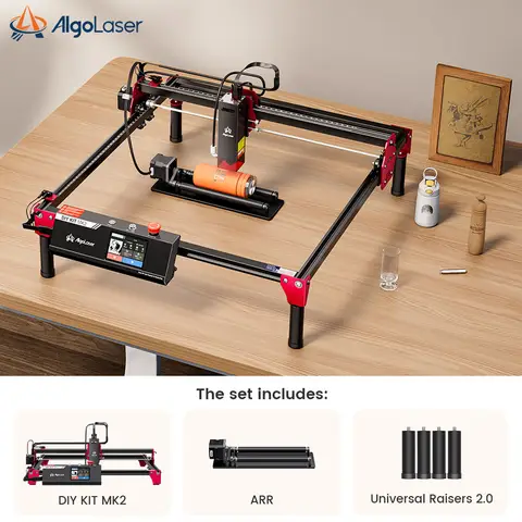 회전식 롤러 Riasers가있는 AlgoLaser 10W 레이저 조각기 초보자를위한 데스크탑 레이저 조각 기계 금속 텀블러 로고 선물