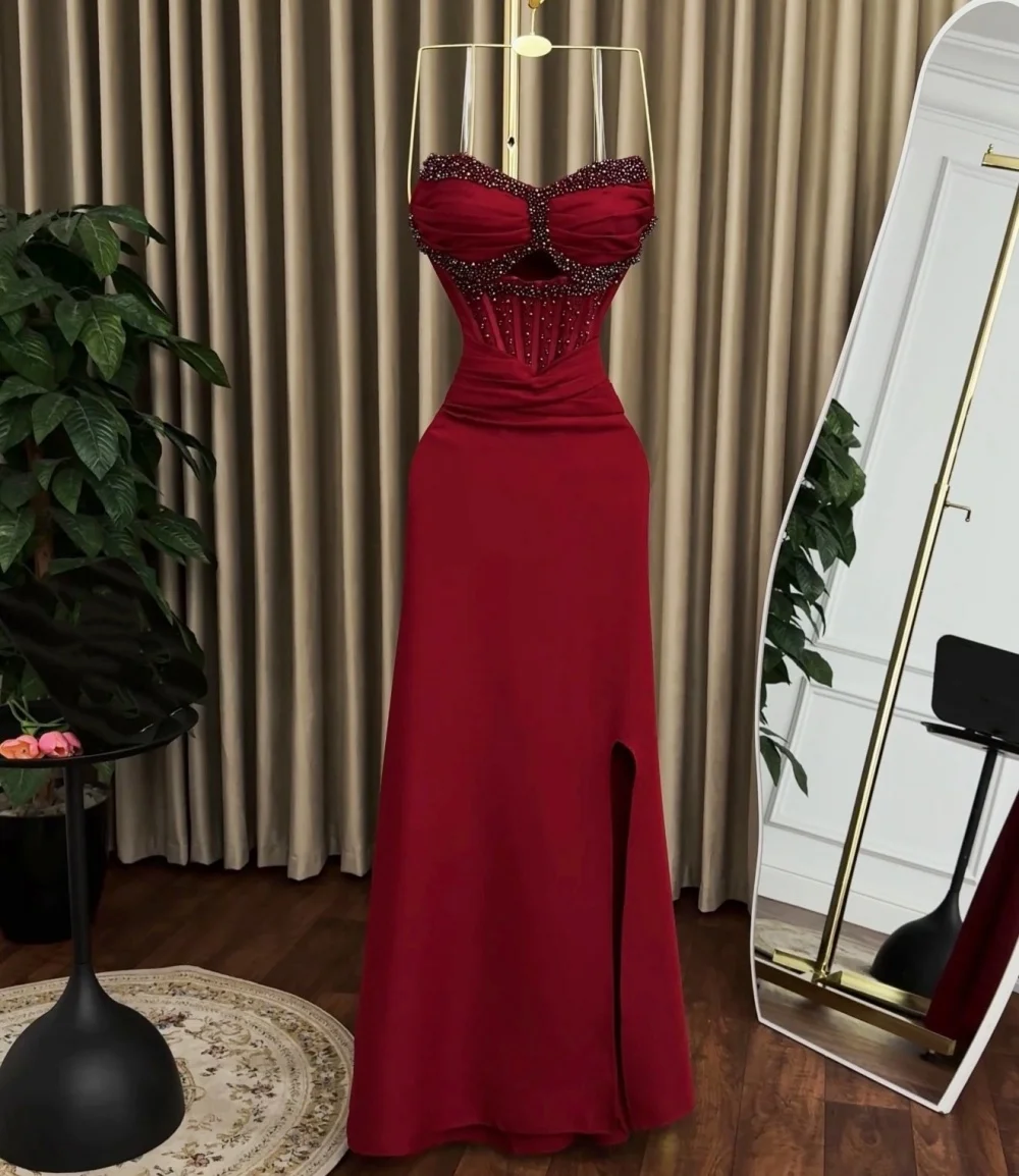 

Customized High Quality Glitter Evening Gowns Beading Sweetheart Neck Long Dresses Bespoke Occasion Elegant Party Wedding