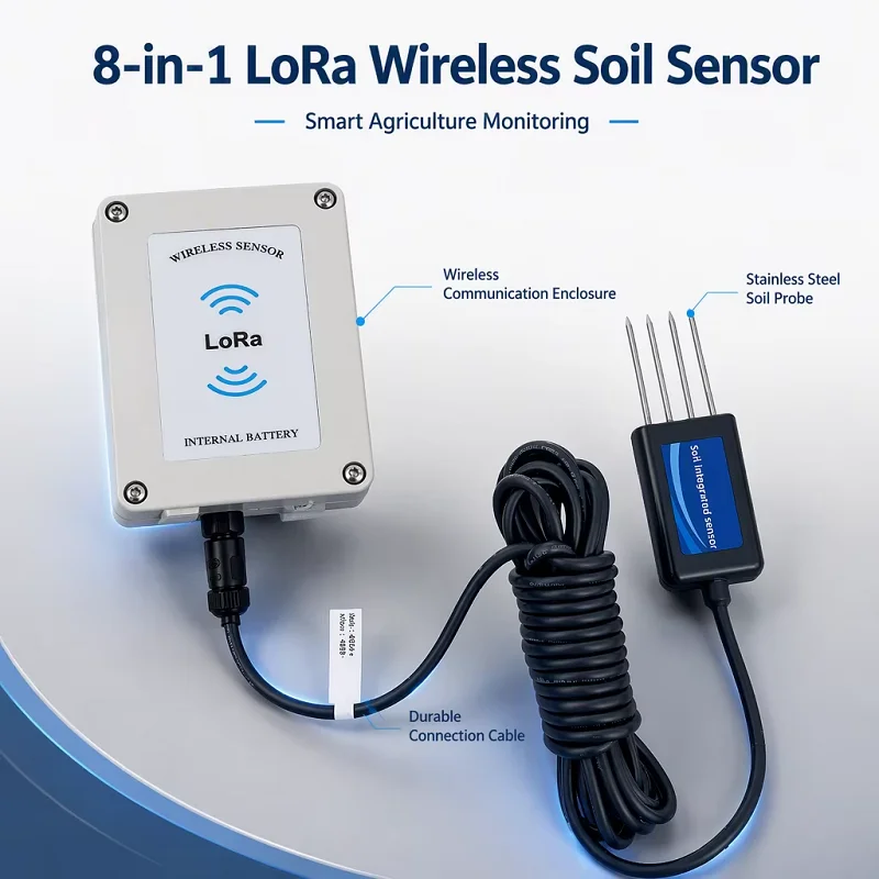 8 in 1 Wireless Soil Tester Moisture Built-in Battery 3 Km Range Soil Moisture Temperature Salinity Sensor Fast Delivery